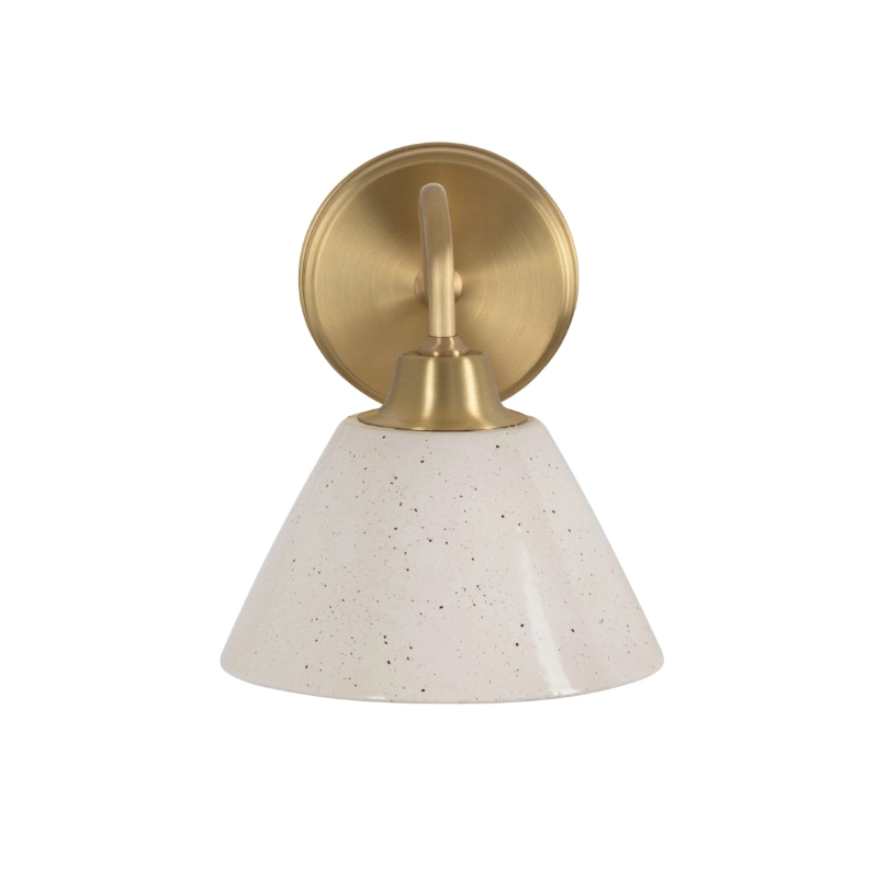 Mosiężny kinkiet z ceramicznym kloszem w kolorze złamanej bieli MILO CLASSIC Ivory.