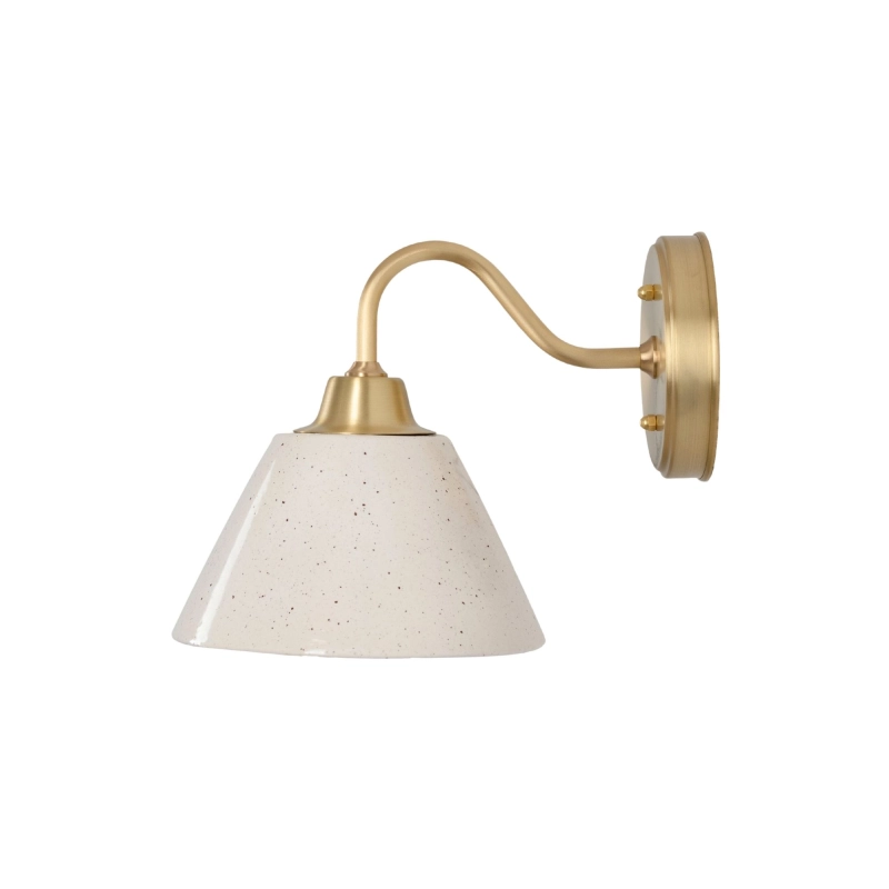 Mosiężny kinkiet z ceramicznym kloszem w kolorze złamanej bieli MILO CLASSIC Ivory.