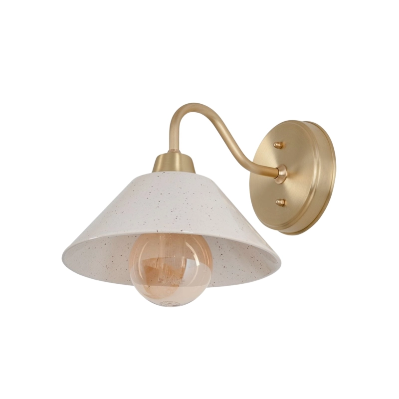 Mosiężny kinkiet z ceramicznym kloszem w kolorze złamanej bieli MILO CLASSIC WIDE Ivory.