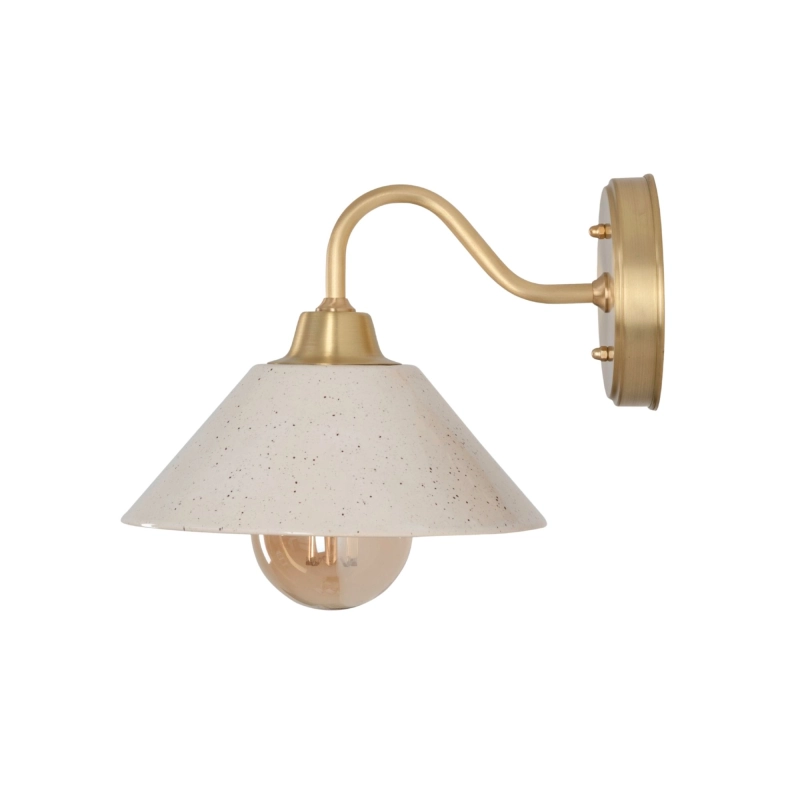 Mosiężny kinkiet z ceramicznym kloszem w kolorze złamanej bieli MILO CLASSIC WIDE Ivory.