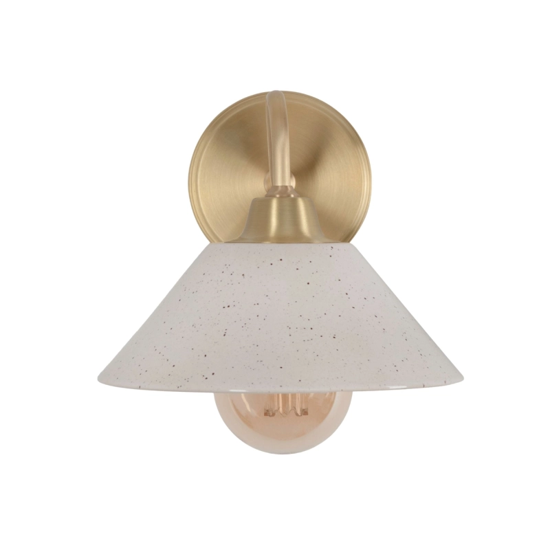 Mosiężny kinkiet z ceramicznym kloszem w kolorze złamanej bieli MILO CLASSIC WIDE Ivory.