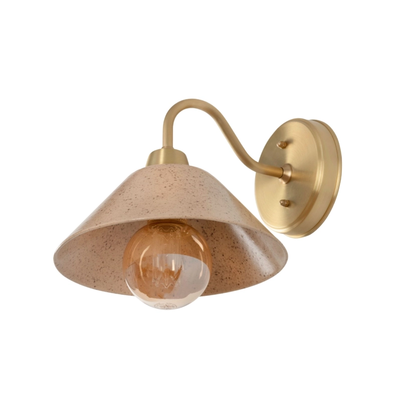Mosiężny kinkiet z ceramicznym kloszem w kolorze ciepłego beżu MILO CLASSIC WIDE Sandstone.