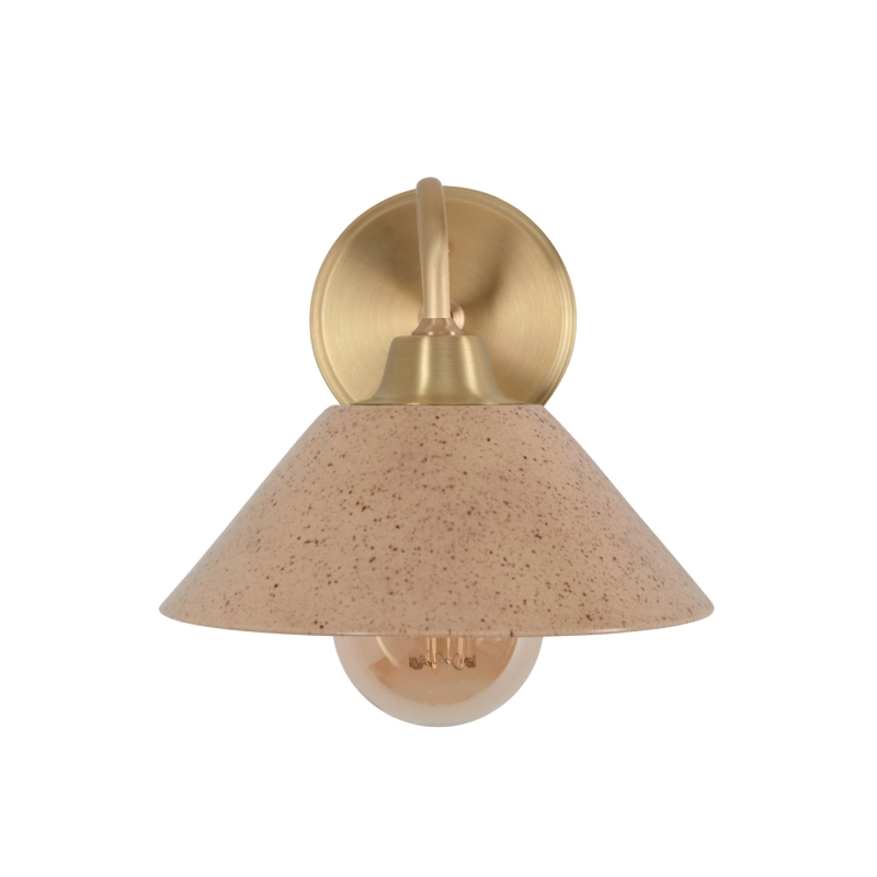 Mosiężny kinkiet z ceramicznym kloszem w kolorze ciepłego beżu MILO CLASSIC WIDE Sandstone.