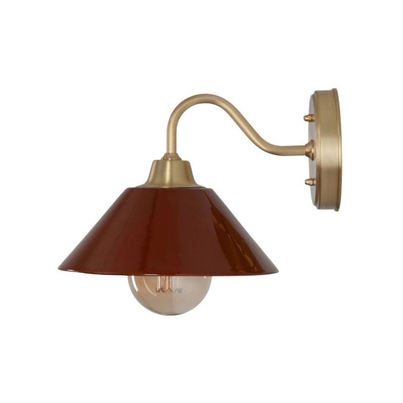 Mosiężny kinkiet z ceramicznym kloszem w kolorze ciepłego bordo MILO CLASSIC WIDE Carmine.