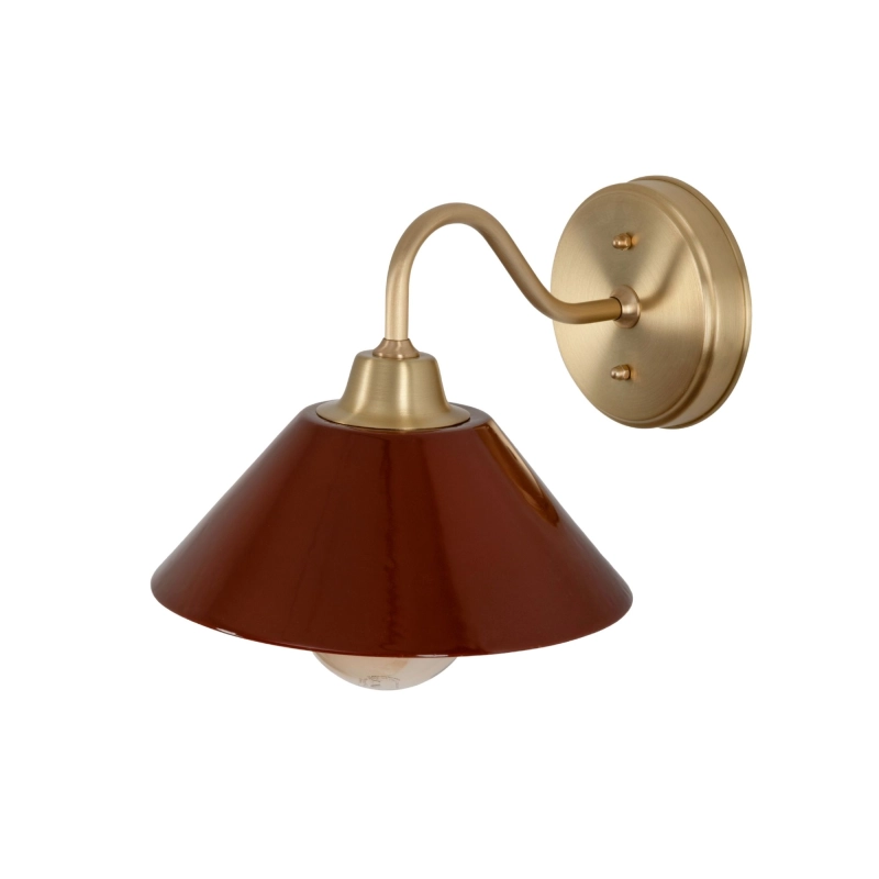 Mosiężny kinkiet z ceramicznym kloszem w kolorze ciepłego bordo MILO CLASSIC WIDE Carmine.