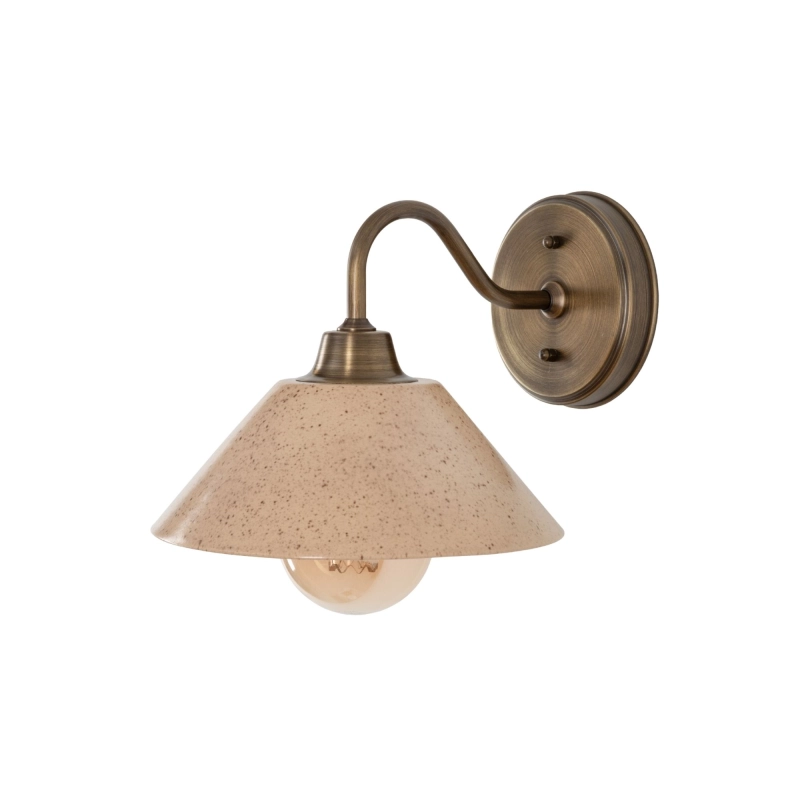 Mosiężny kinkiet z ceramicznym kloszem w kolorze ciepłego beżu MILO PATINA WIDE Sandstone.