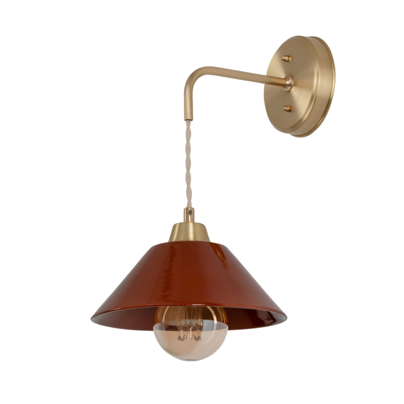 Mosiężny kinkiet z ceramicznym bordowym kloszem LUMO CLASSIC Carmine.