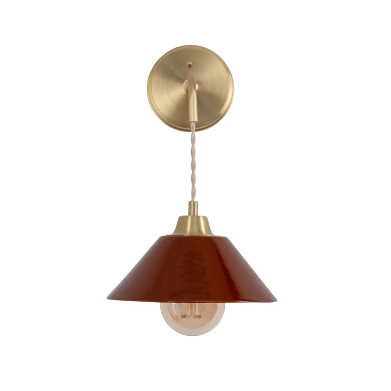 Mosiężny kinkiet z ceramicznym bordowym kloszem LUMO CLASSIC Carmine.