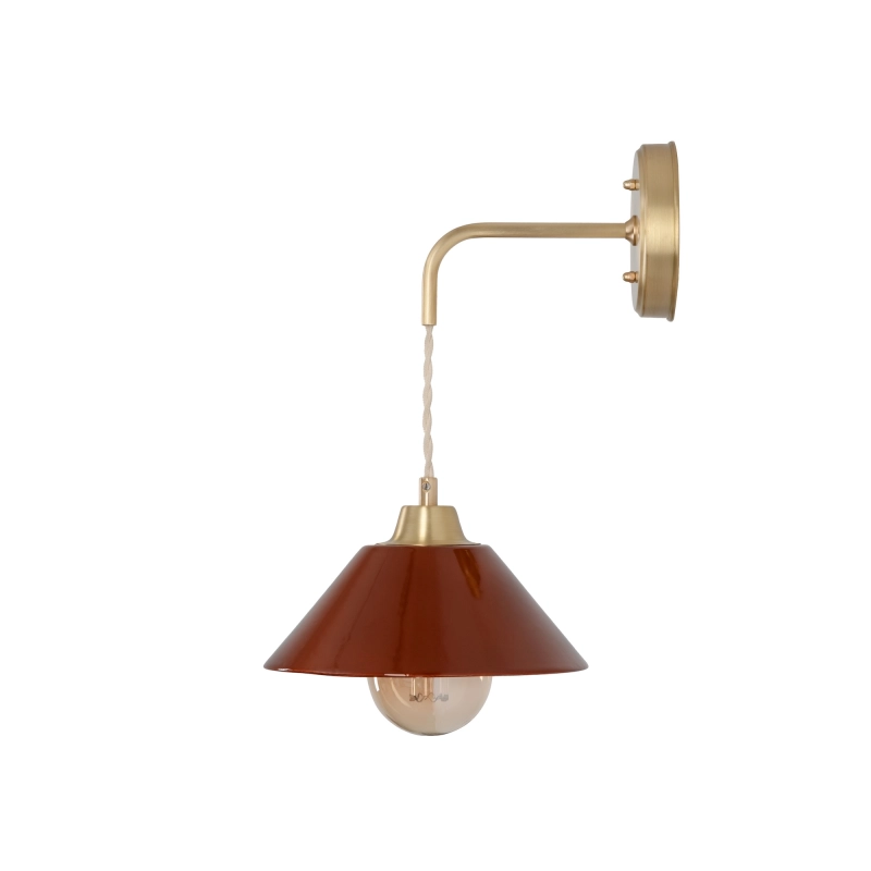 Mosiężny kinkiet z ceramicznym bordowym kloszem LUMO CLASSIC Carmine.