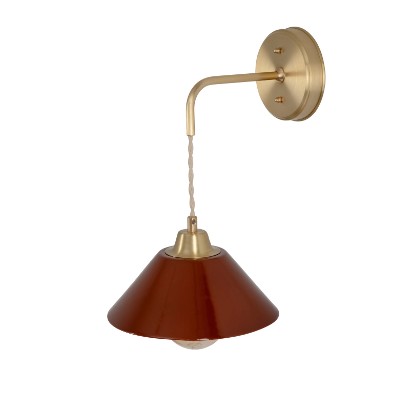 Mosiężny kinkiet z ceramicznym bordowym kloszem LUMO CLASSIC Carmine.