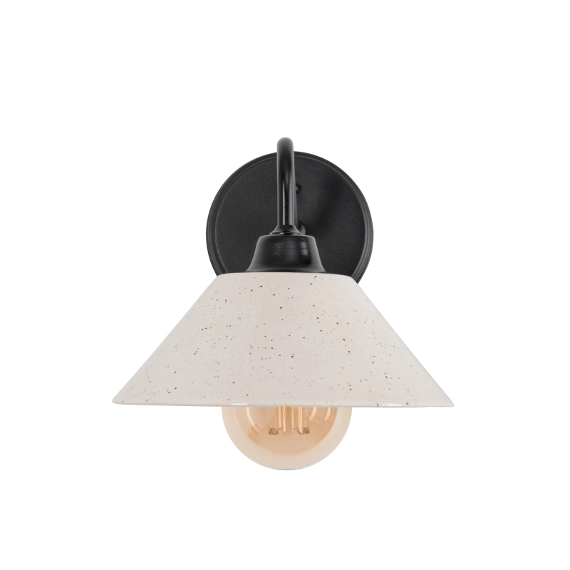 Czarny kinkiet z ceramicznym kloszem w kolorze złamanej bieli MILO WIDE Ivory.