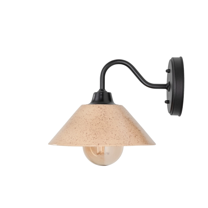 Czarny kinkiet z ceramicznym kloszem w kolorze ciepłego beżu MILO WIDE Sandstone.