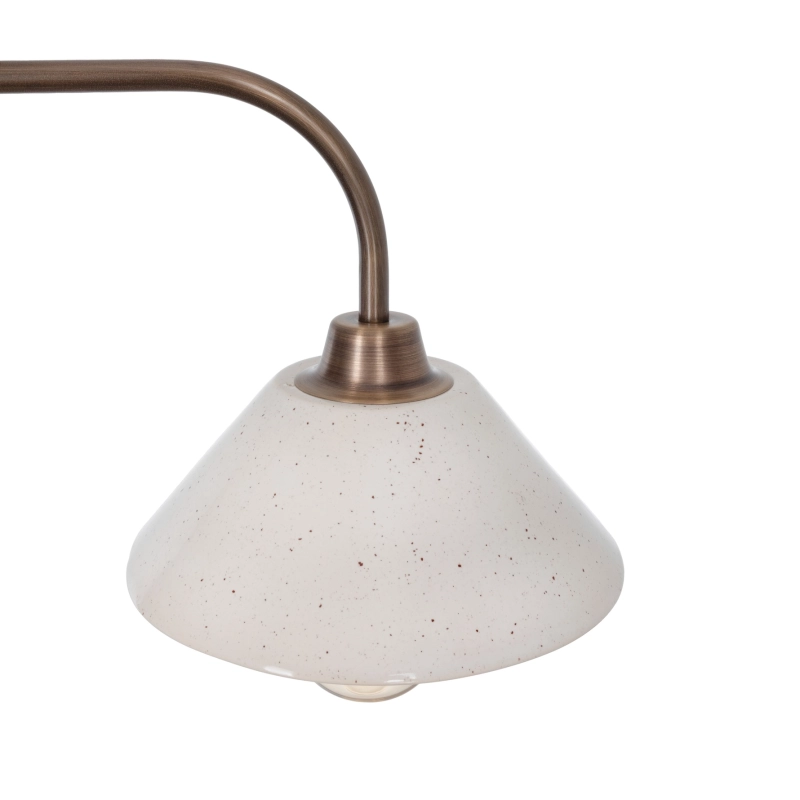 Mosiężny podłużny żyrandol z ceramicznymi białymi kloszami SIENNA.