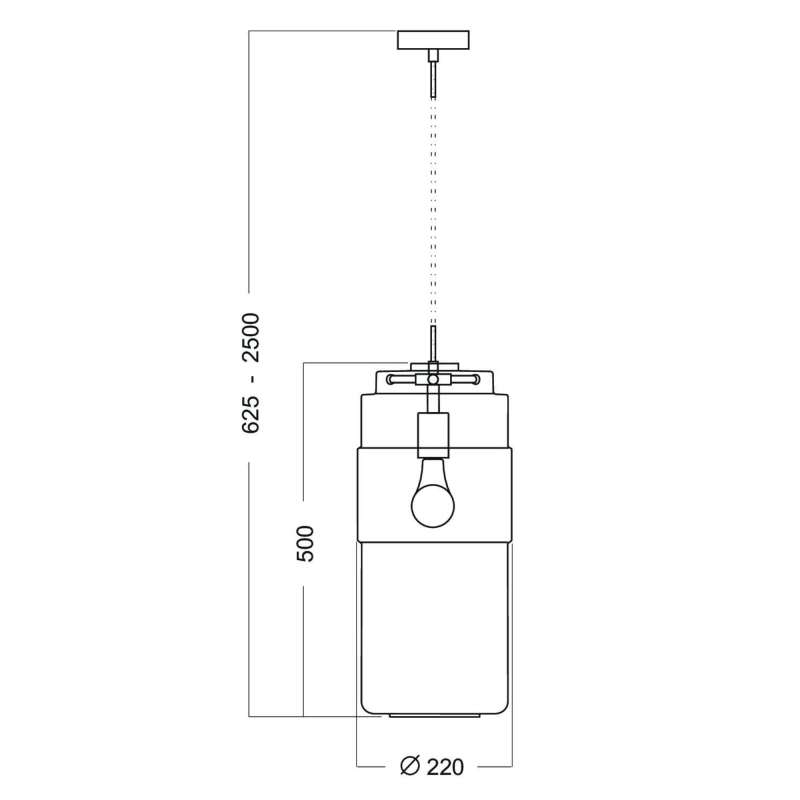 Szklana lampa wisząca w bursztynowym kolorze UMBRIEL AMBER LONG - rysunek.