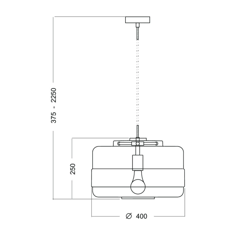Szklana lampa wisząca w bursztynowym kolorze UMBRIEL AMBER WIDE - rysunek.