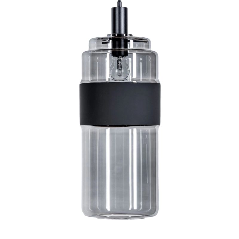 Szklana lampa wisząca z dymionego szkła UMBRIEL BLACK LONG