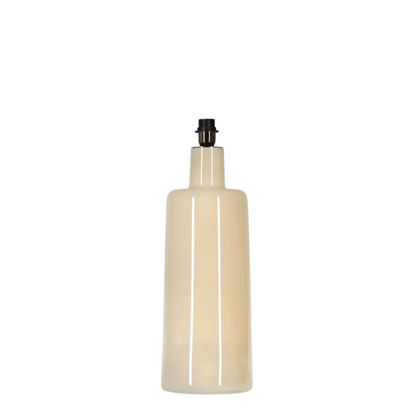 Duża kremowa lampa stołowa MADERA CREAM z białego szkła z kremową połyskującą powłoką- podstawa lampy.
