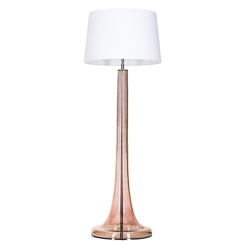Lampa podłogowa ZURICH TRANSPARENT COPPER - biały abażur
