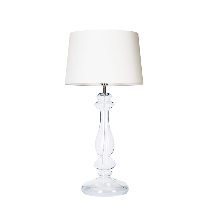 Dekoracyjna szklana lampa stołowa z białym abażurem VERSAILLES.
