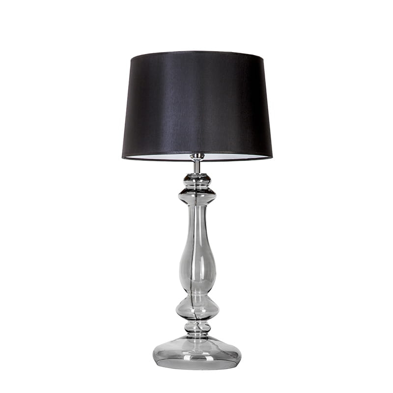 Dekoracyjna szklana lampa stołowa z czarnym abażurem VERSAILLES TRANSPARENT BLACK.