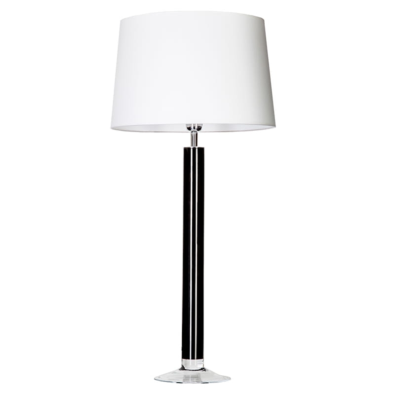 Czarna lampa stołowa na nodze z białym abażurem FJORD BLACK.