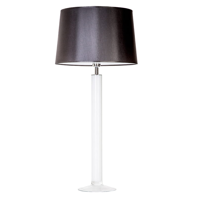 Biała lampa stołowa na nodze z czarnym abażurem FJORD WHITE.