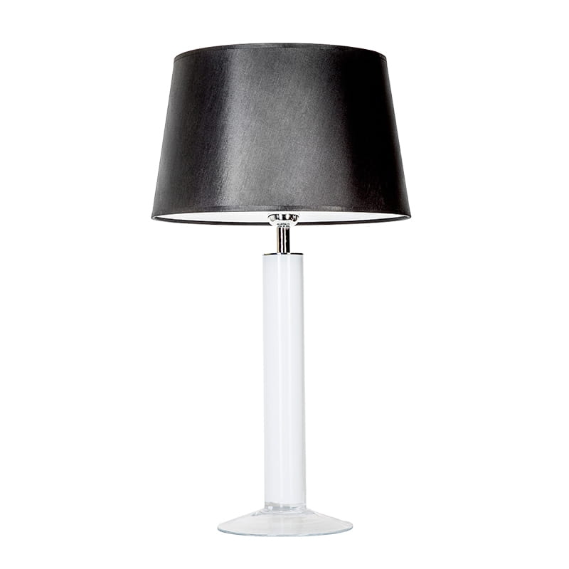 Biała lampa stołowa na nodze z czarnym abażurem LITTLE FJORD WHITE.