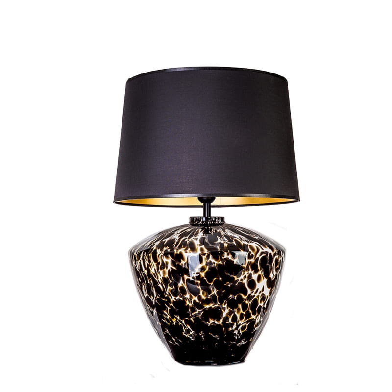 Szklana lampa stołowa PARMA z czarnym abażurem ze zloty wnętrzem.