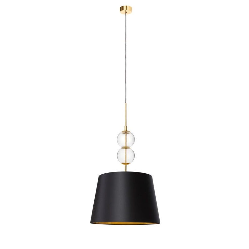 Lampa wisząca ze szklanymi elementami i czarnym abażurem Kaspa COCO M.