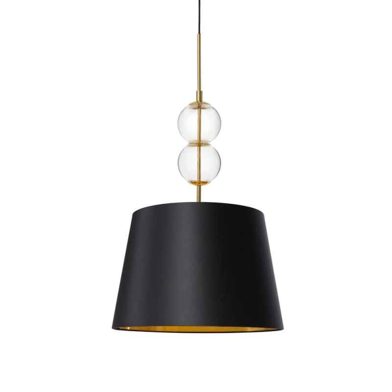 Lampa wisząca ze szklanymi elementami i czarnym abażurem Kaspa COCO M - detal.