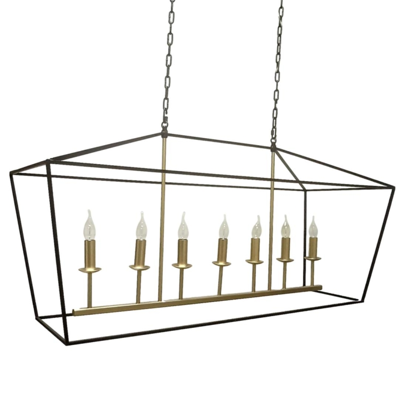 Duża lampa wisząca prostokątna czarno-złota GENTLE XL.