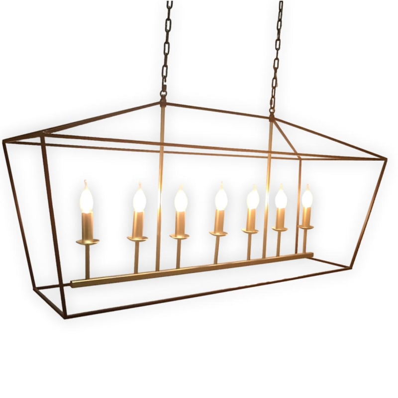 Duża lampa wisząca prostokątna czarno-złota GENTLE XL.