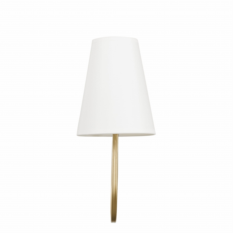 Kinkiet biało złoty GLAMOUR - abażur z białej tkaniny.