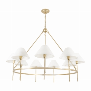 Złoty żyrandol z abażurami SUBLIME M