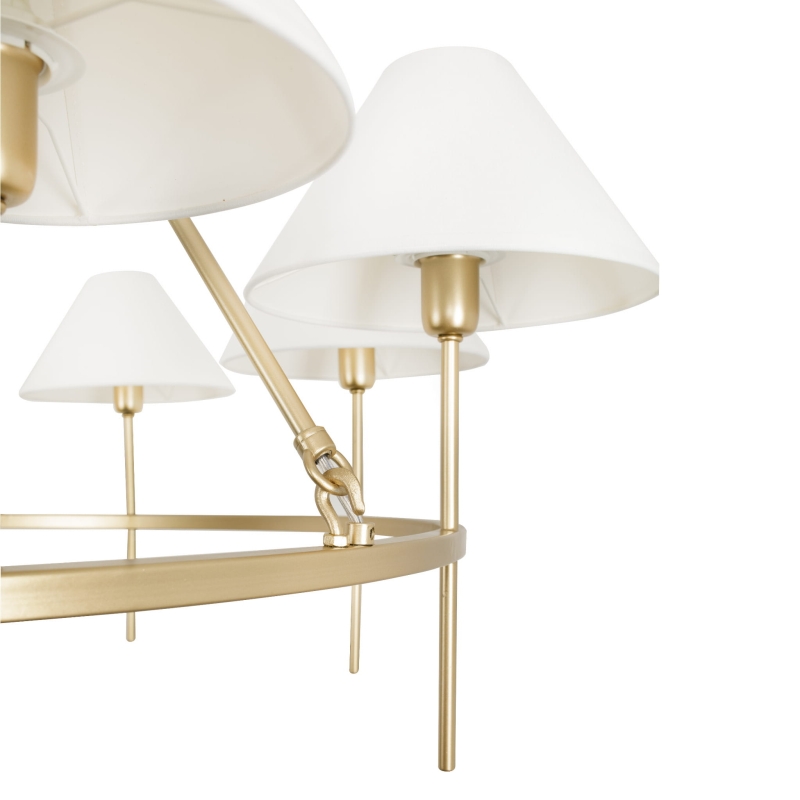 Duży złoty żyrandol z abżurami SUBLIME M - detal.