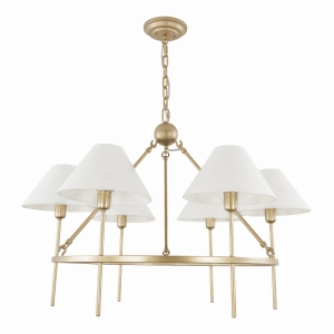 Złoty żyrandol z abażurami SUBLIME S