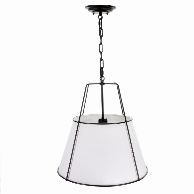 Czarna lampa wisząca modern farmhouse z białym abażurem AMBER.