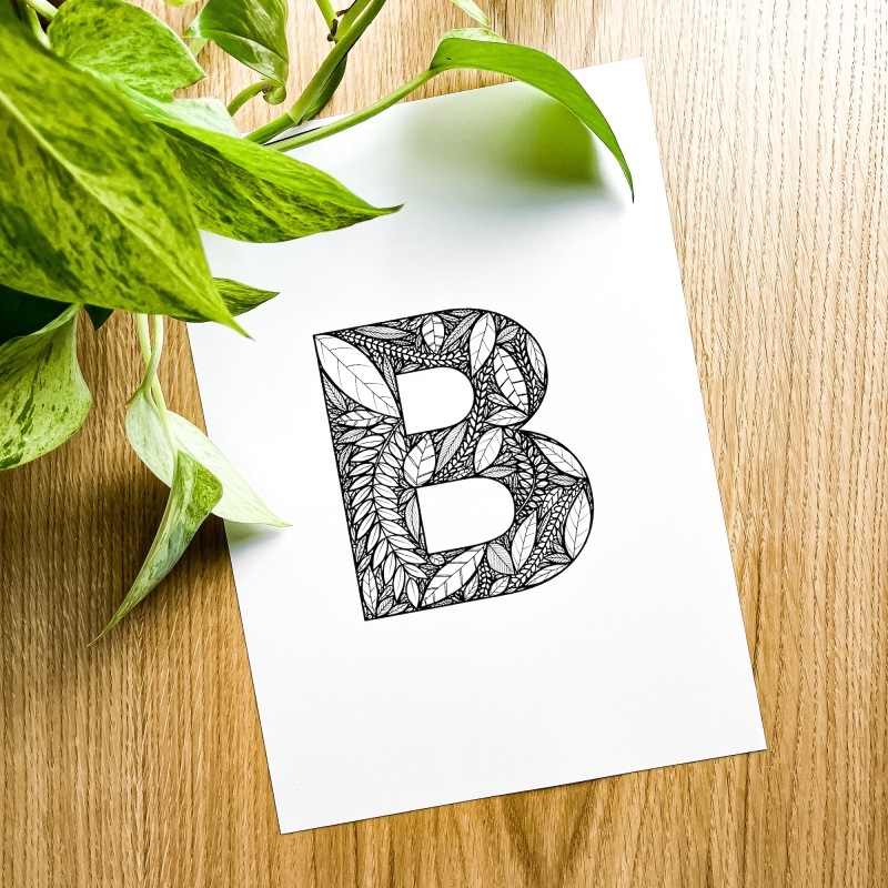 Plakat z inicjałem B