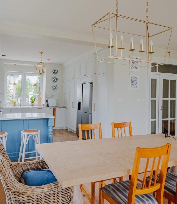 Duża złota lampa nad stołem GENTLE L. Duża lampa klatka nad stół.