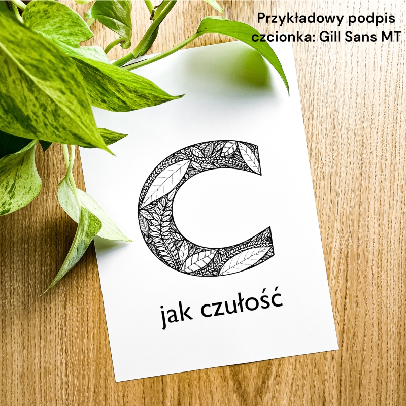 Plakat posiadający motyw roślinny z możliwością personalizacji - litera C - przykładowy podpis