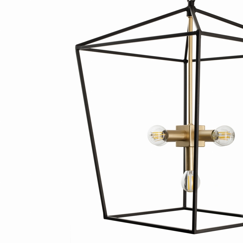 Czarno-złota lampa wisząca klatka GENTLE SX - detal.
