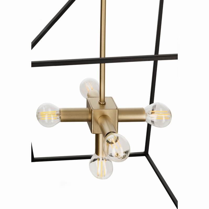 Czarno-złota lampa wisząca klatka GENTLE SX - detal.