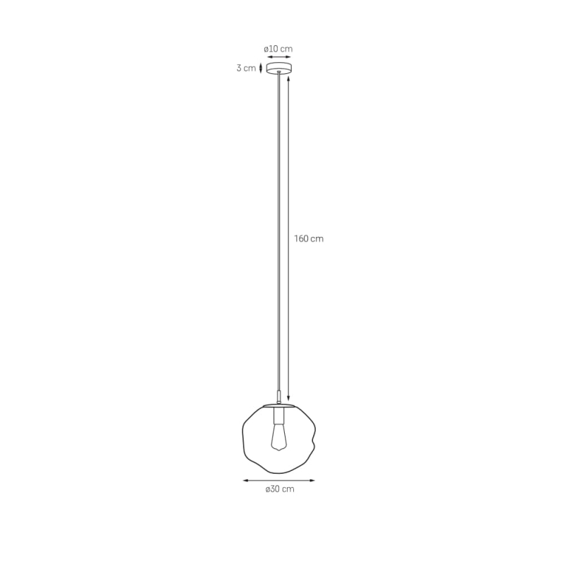 Lampa wisząca z przydymionego szkła 30 cm AVIA BLACK M - wymiary.