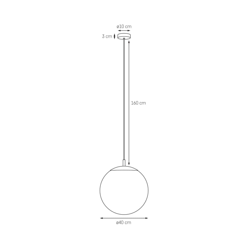 Kulista lampa ze szklanym kloszem ALUR TYTAN L - wymiary.