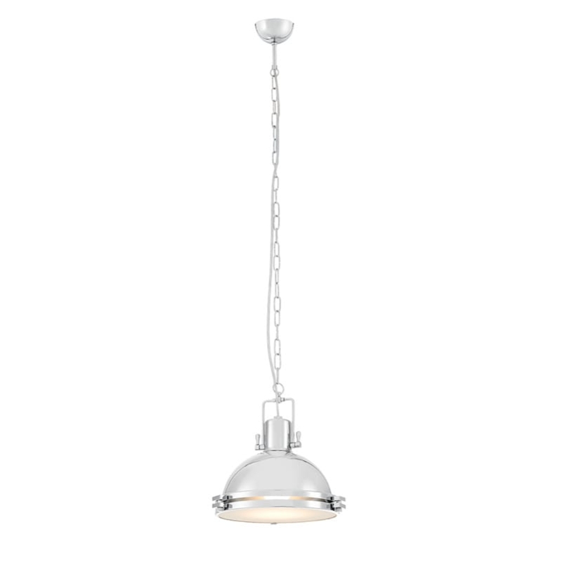 Srebrna industrialna lampa wisząca z łańcuchem NAUTILIUS M