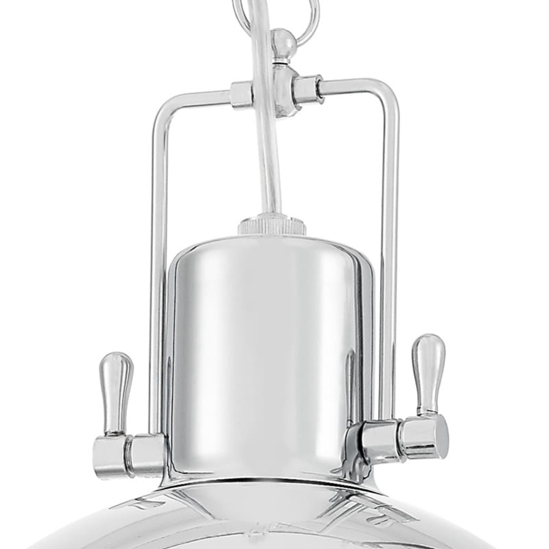 Srebrna industrialna lampa wisząca z łańcuchem NAUTILIUS M - detal.