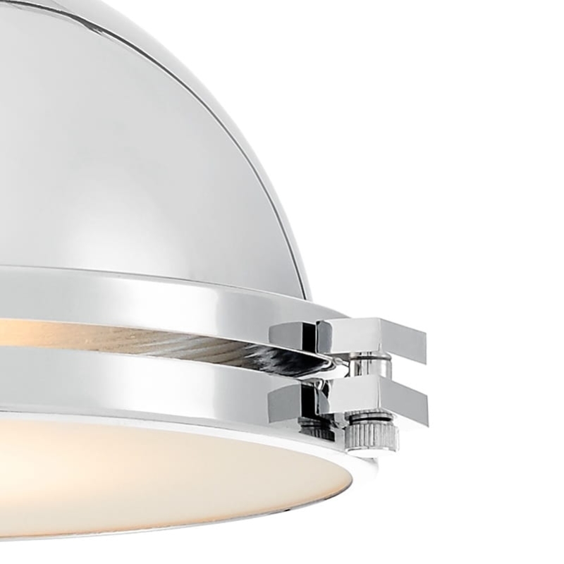 Srebrna industrialna lampa wisząca z łańcuchem NAUTILIUS M - detal.