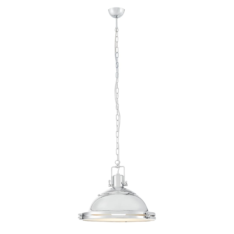 Srebrna industrialna lampa wisząca z łańcuchem NAUTILIUS L