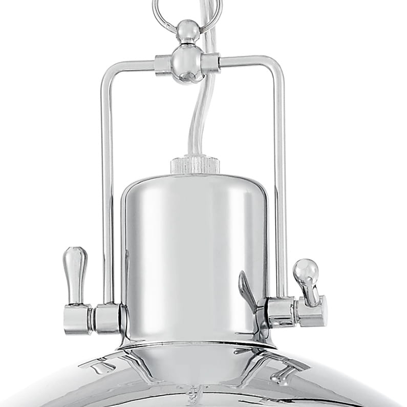 Srebrna industrialna lampa wisząca z łańcuchem NAUTILIUS L - detal.