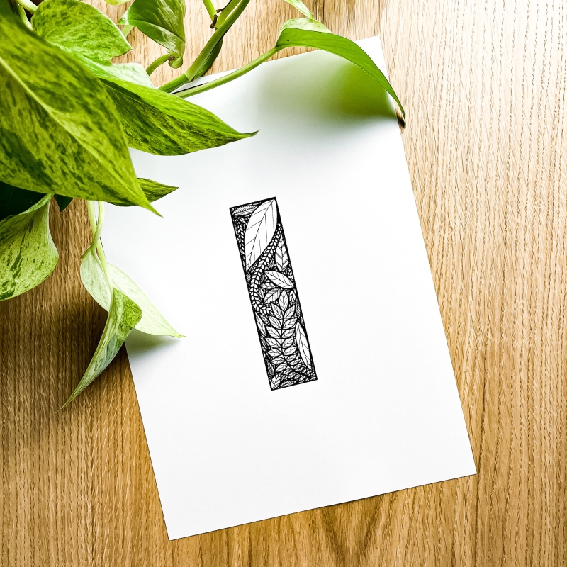 Plakat posiadający motyw roślinny z możliwością personalizacji - litera I